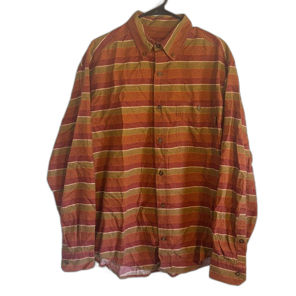 Vtg Woolrich LONG SLEEVE Size XL men  Button Up STRIPED Shirt 90s Southwest‎